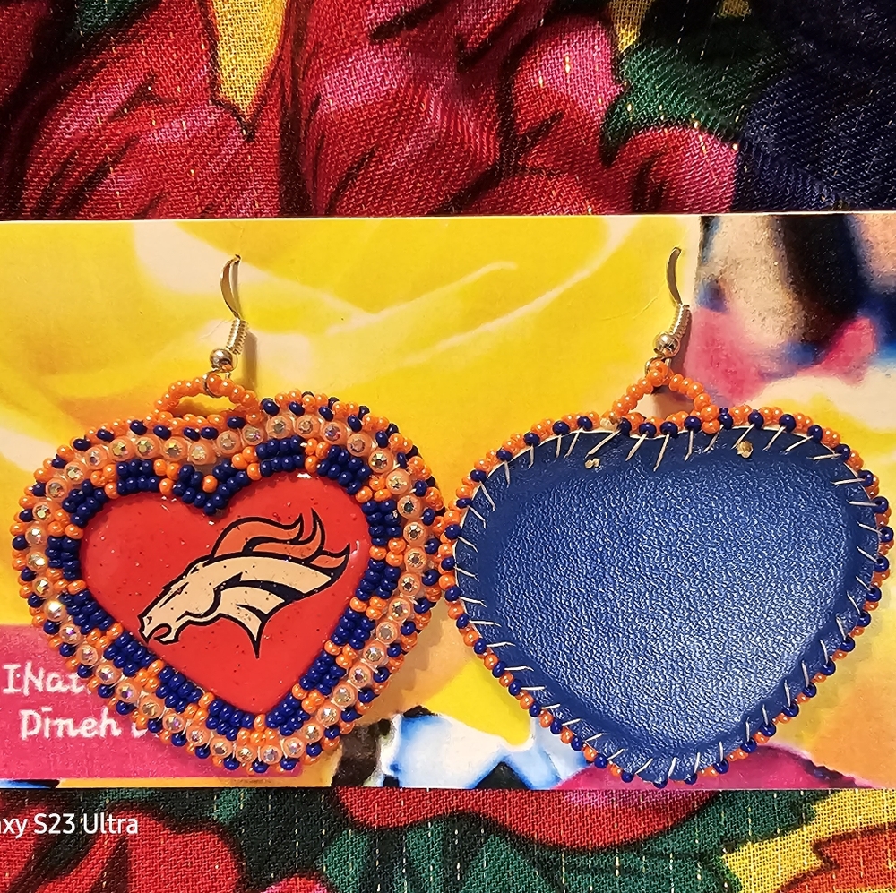 Native American Beaded Powwow Earrings. Team Earrings. - Picture 2 of 2